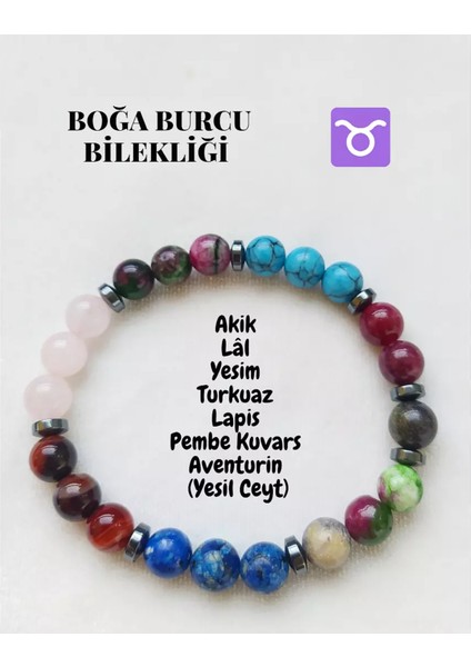 Boğa Burcu Doğaltaş Unisex Bileklik