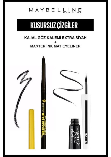 Maybelline Argan Yağı Içeren Göz Kalemi Keskin Bakışlar Eyeliner Makyaj Seti