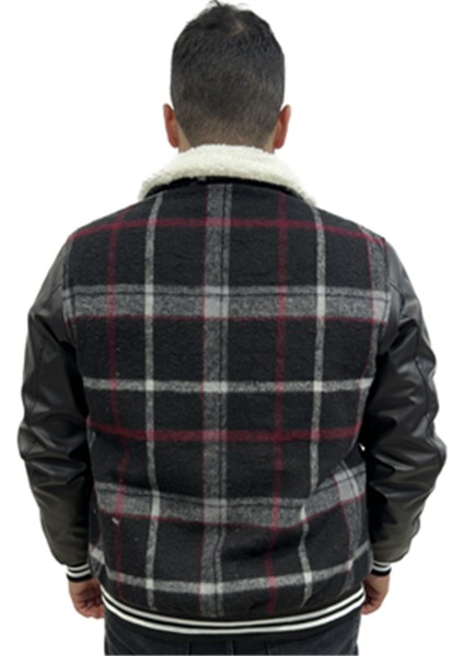 Erkek İçi Kürklü Kolları Deri Kaşa Ceket Siyah modelleri