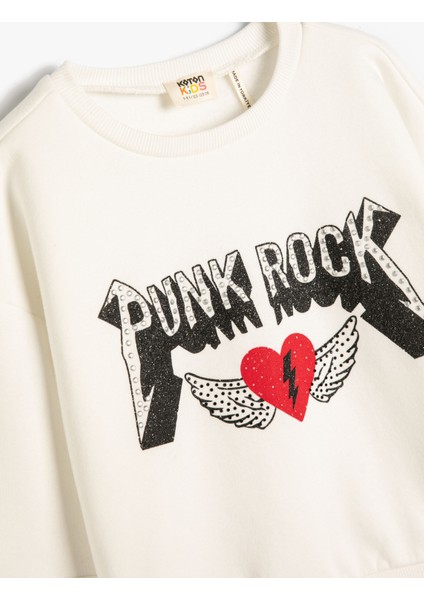 Sweatshirt Müzik Temalı Bisiklet Yaka Simli Boncuklu Şardonlu modelleri