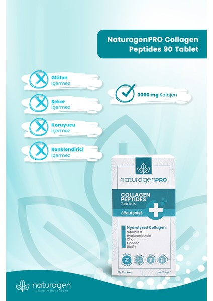 Pro 90 Tablet Beauty Collagen (Hidrolize )(Tip-1 Tip-3 Hyaluronic Acid,Vitamin C,Biotin,Çinko,Bakır)