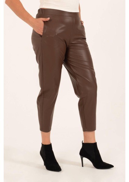 Suni Deri Beli Lastikli Cepli Pantolon fırsatları