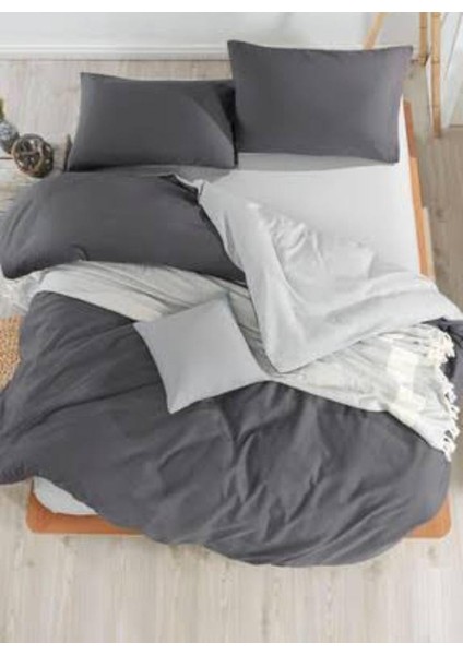 Sedali Home Set - Gri Beyaz Tek Kişilik Nevresim Seti