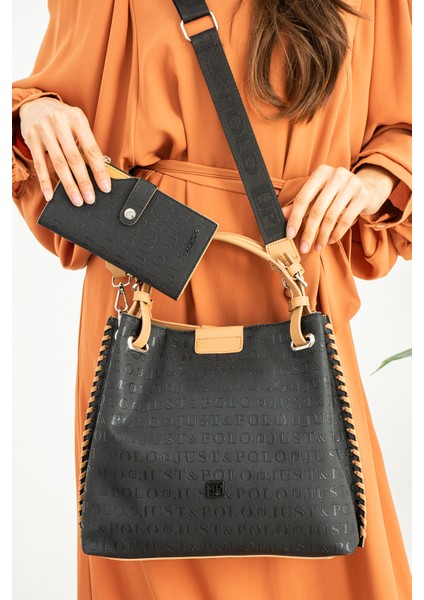 4 Bölmeli Büyük Boy Örgülü Model Ayarlanabilir Askılı Kadin Omuz Cantasi 4031 Siyahtaba-Kombin