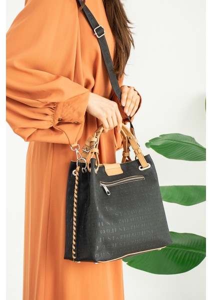 4 Bölmeli Büyük Boy Örgülü Model Ayarlanabilir Askılı Kadin Omuz Cantasi 4031 Siyahtaba-Kombin modelleri