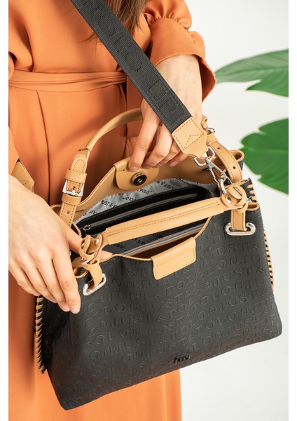 4 Bölmeli Büyük Boy Örgülü Model Ayarlanabilir Askılı Kadin Omuz Cantasi 4031 Siyahtaba-Kombin fırsatları