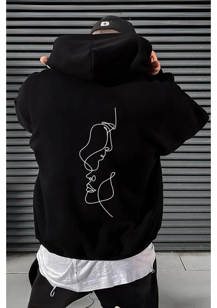 Siluet Arka Baskılı Pamuklu Erkek Sweatshirt