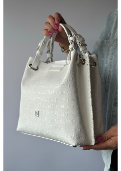 4 Bölmeli Büyük Boy Örgülü Model Ayarlanabilir Askılı Kadin Omuz Cantasi 4031 Düz Beyaz Kombin fırsatları