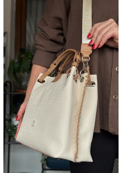 4 Bölmeli Büyük Boy Örgülü Model Ayarlanabilir Askılı Kadin Omuz Cantasi 4031 Krem fırsatları