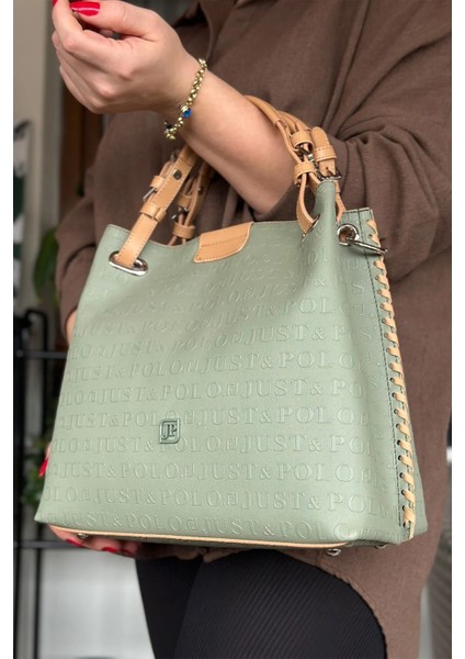 4 Bölmeli Büyük Boy Örgülü Model Ayarlanabilir Askılı Kadin Omuz Cantasi 4031 Yeşil Kombin modelleri