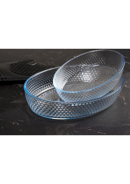 Broart Büyük Optık Desenlı Oval Tepsi