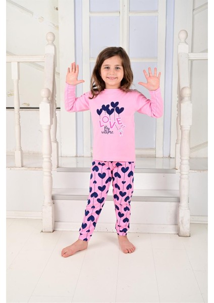 Kız Çocuk Uzun Kollu Pijama Takımı Ballon Hearth Pembe modelleri