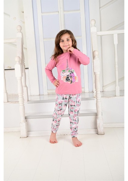 Kız Çocuk Uzun Kollu Pijama Takımı Paris Girl Nar fiyatları