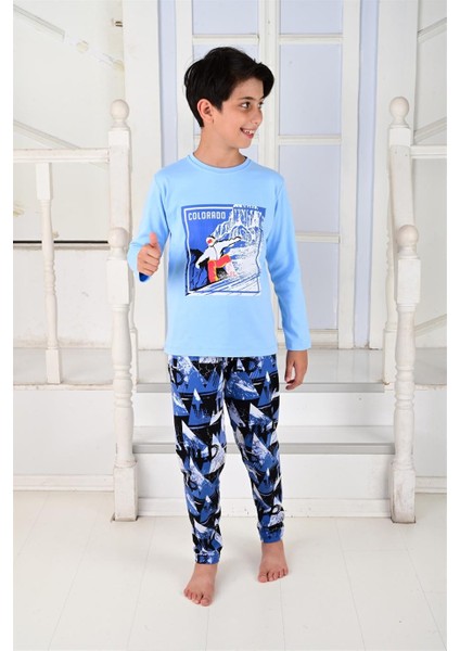 Erkek Çocuk Uzun Kollu Pijama Takımı Colarado Mavi
