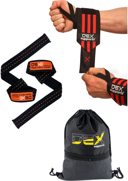 Wrist Wraps Spor Bileklik, Straps Halter Kayışı, Sackpack 3'lü Set