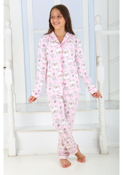 Kız Düğmeli Pijama Takımı Kuzulu 'good Night' Model Uzun Kollu fiyatları