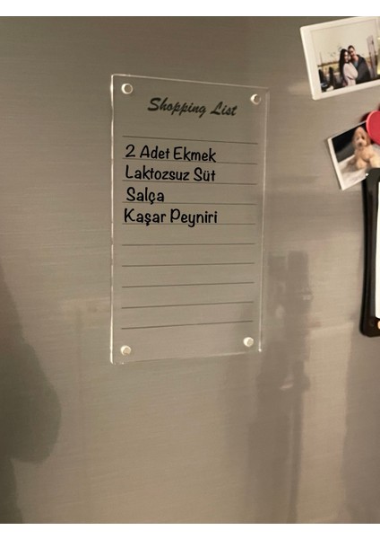 Trend Pleksi Mıknatıslı Alışveriş Eksik Listesi Pano (Şeffaf - Siyah Shopping List)