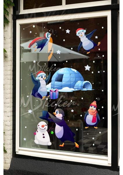 Sevimli Penguenler Kutup Macerası Kış Konseptli Yeni Yıl Yılbaşı Sticker Seti, Kış Konseptli Sticker fiyatları