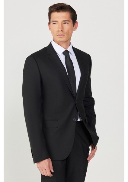 ALTINYILDIZ CLASSICS Erkek Siyah Slim Fit Dar Kesim Su Ve Leke Tutmayan Nano Takım Elbise
