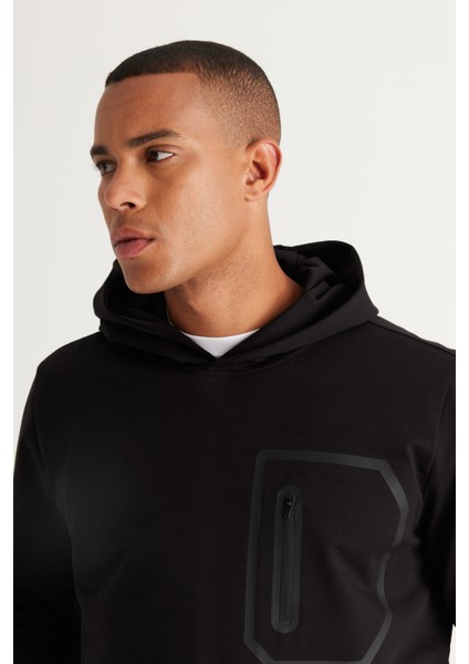 ALTINYILDIZ CLASSICS Erkek Siyah Standart Fit Normal Kesim Kapüşonlu Pamuklu Sweatshirt
