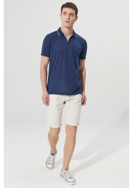 Slim Fit Dar Kesim 5 Cep Armürlü Şort