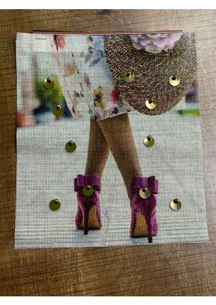 23X18 cm Taşlı Boncuklu Paayetli Hasır Kumaş Arma Yama Dikiş Aksesuarı