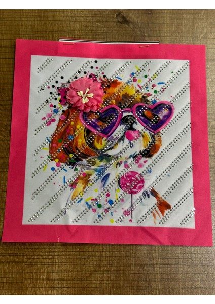 24X23 cm Taş Işleme Kabartma Çiçekli Gözlüklü Köpek Arma Yama Dikiş Hobi Aksesuarı