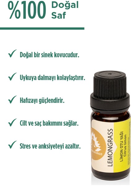 Aromaterapi Limon Otu Uçucu Yağı - Cymbopogon Flexuos - 10 ml Aroma Terapi