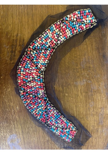 Boncuk ve Taş Işlemeli Elbise Yaka Giyim Yaka Terzi Malzemesi Aplike Bluz Yakaa Dikiş