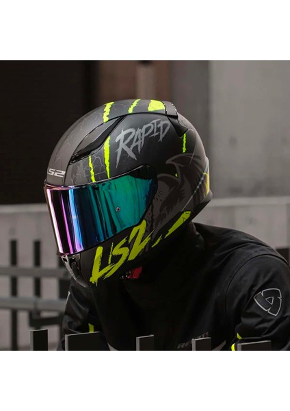 Rapid Raven Full Face Motosiklet Kaskı - Şeffaf + Gökkuşağı Vizörlü modelleri