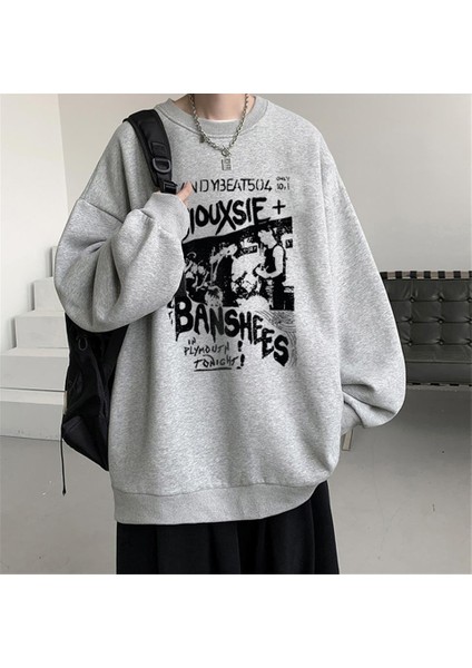 Siouxsie Banshees Baskılı Gri Unisex Oversize Bisiklet Yaka Sweatshirt