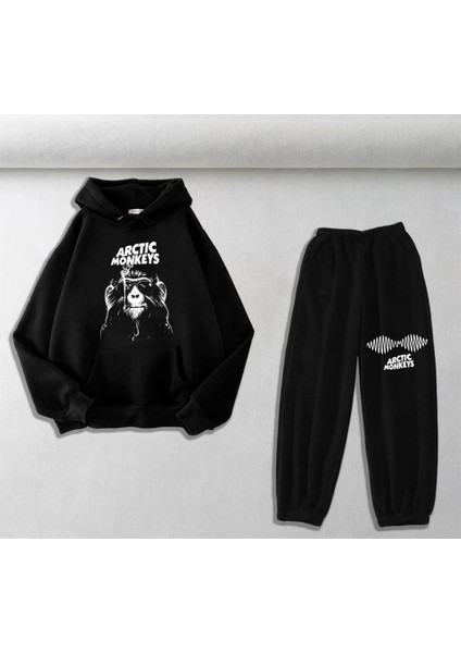 Arctic Monkeys Baskılı Siyah Sweatshirt-Eşofman Altı İkili Takım