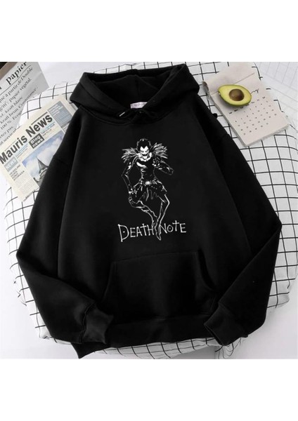 Death Note Ryuk Baskılı Siyah Oversize Kapüşonlu Sweatshirt fiyatları