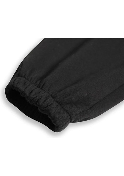 Rock Serisi Nirvana Smile Baskılı Oversize Unisex Siyah Eşofman Altı
