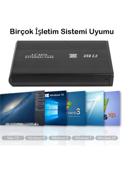 3.5 Inç USB 2.0 Harddisk HDD Kutusu Alüminyum SSD Sata Harici Hard Disk Kutu