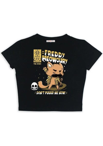 Freeddy Meowcury Baskılı Siyah Crop fiyatları