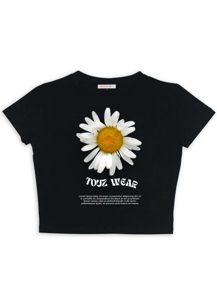 Daisy Baskılı Siyah Crop fiyatları