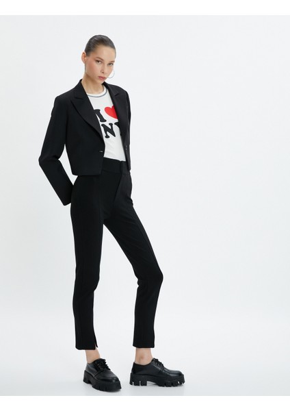 Tayt Pantolon Yırtmaç Detaylı Yüksek Belli Beli Lastikli fiyatları