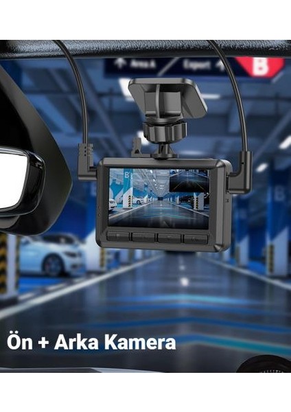 Hc Seri Bataryalı 140° Geniş Açı Lens Gece Görüşü 1080P Araç Ön Arka Kamerası Araç Içi Kamera