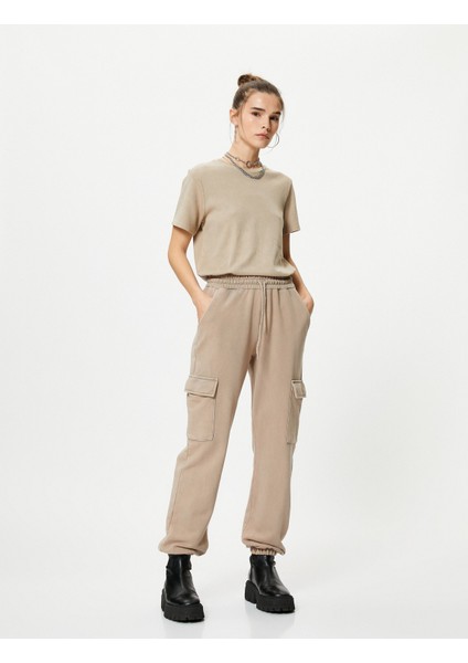 Jogger Pantolon Kargo Cepli Beli Bağcıklı