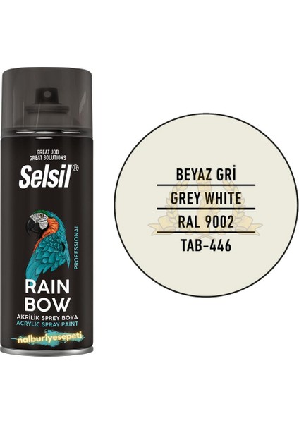 Rainbow Akrilik Sprey Boya Beyaz Gri 400 Ml. - RAL9002