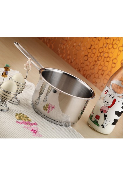 Gelincik Çelik Sütlük Tencere 18X11 cm Çelik Tel Kulplu-Kapaksız