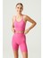 x Melodi Pembe Fitilli Seamless Yüksek Bel Biker Tayt Ribbed Short 3