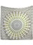 Hippi Bohem Psychedelic Altın Mavi Tavuskuşu Mandala Duvar Asılı Yatak Goblen (Sarı Yeşil, Boyut: 70,9" x 90,6") (Yurt Dışından) 1