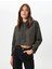 Kapşonlu Crop Sweatshirt Simli Uzun Kollu 1