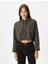 Kapşonlu Crop Sweatshirt Simli Uzun Kollu 3