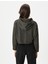 Kapşonlu Crop Sweatshirt Simli Uzun Kollu 4
