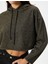 Kapşonlu Crop Sweatshirt Simli Uzun Kollu 5