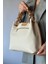 4 Bölmeli Büyük Boy Örgülü Model Ayarlanabilir Askılı Kadin Omuz Cantasi 2180 Krem 2 5