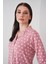 24501 Kadın Düğmeli Puantiyeli Pembe Yumoş Pijama Takım 4
